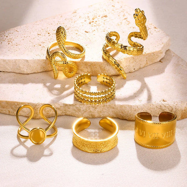 Snake rings for women, modern gold color